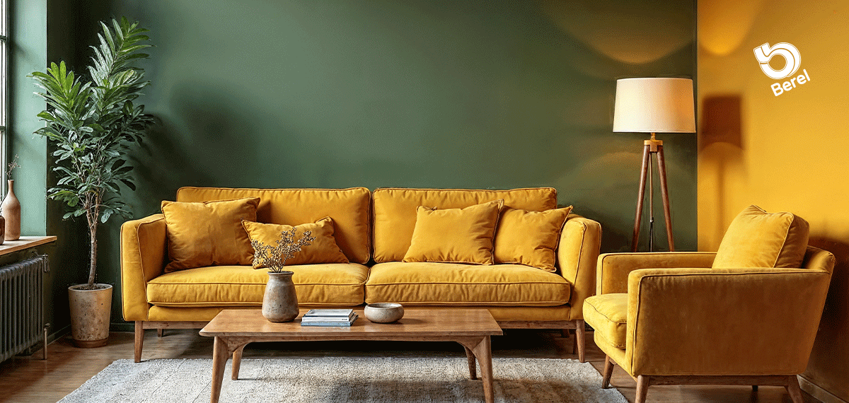 sillones amarillos con pared amarilla y verde pinturas berel