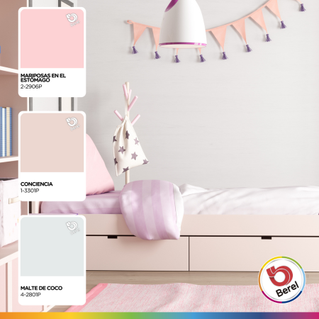 cuarto infantil niña rosa y beige berel