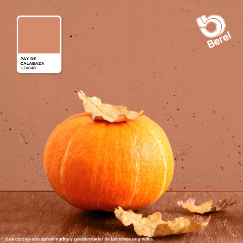 pared naranja color calabaza con hojas de arbol