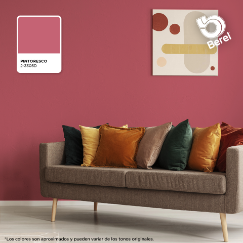 color rojo pintoresco en sala pinturas berel