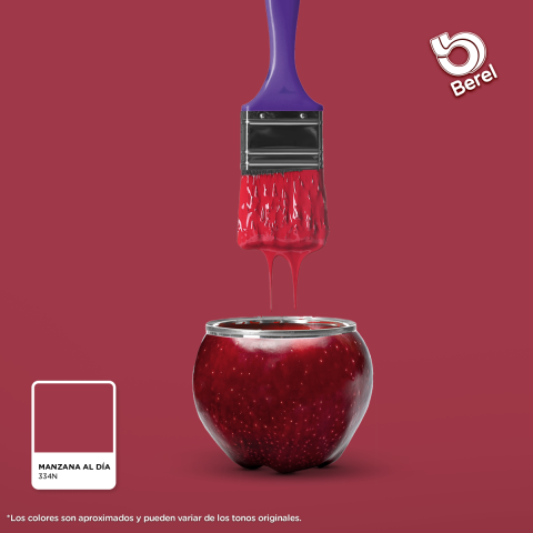 color rojo manzana al dia con brocha pinturas berel