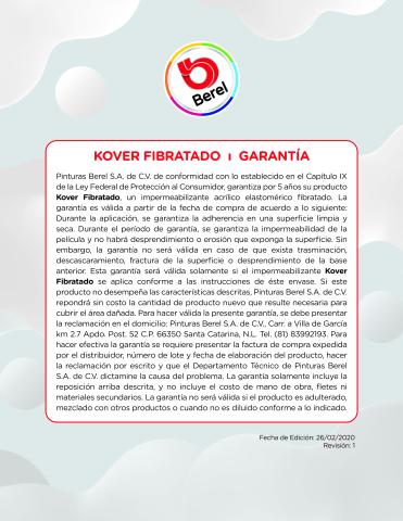 garantia impermeabilizante kover fibratado pinturas berel