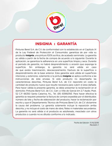 garantia pintura vinilacrilica insignia pinturas berel
