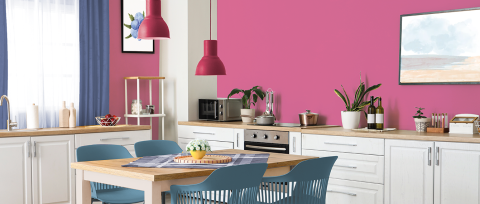 cocina color del año 2026 berel pitaya comedor azul