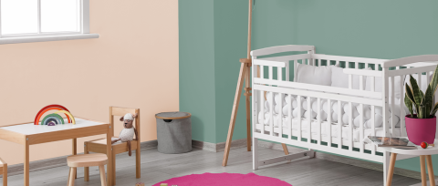 cuarto infantil turquesa, beige y color del año 2026 rosa pitaya