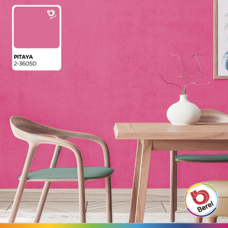 comedor cafe con color del año 2026 berel pitaya y plantas