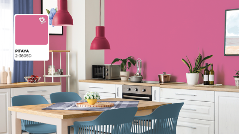cocina color del año 2026 berel pitaya comedor azul