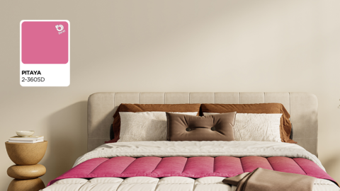 recamara beige con color del año berel 2026 pitaya